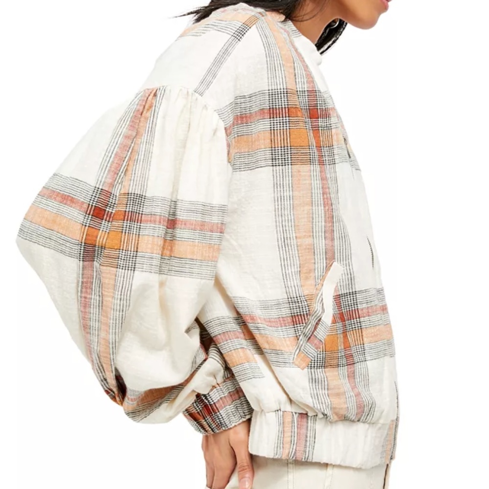 Free People Mattie Plaid Bomber Jacket - Picture 3 of 6
